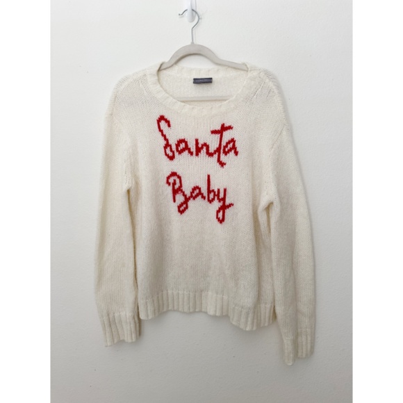 Wooden Ships Santa Baby Holiday Mohair Hand Knit Crew Neck Sweater S/M - Picture 2 of 6